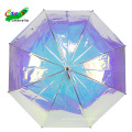 2020 new fashion promotional colourful innovative creative bubble poe material full body pvc iridescent umbrella